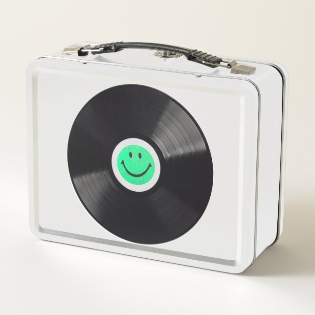 Happy face – Vinyl – Schallplatte Metall Brotdose (Rückseite)