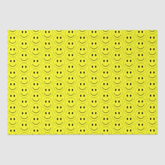 Happy Face Yellow Pattern Seidenpapier (Vorderseite)