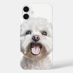 HAPPY FACED WHITE BICHON FRISE PUPPY HUND iPhone 16 PLUS HÜLLE