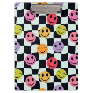 Happy Faces auf der schwarz-weißen Karton Klemmbrett