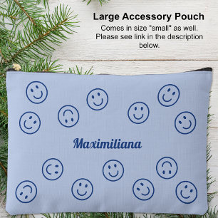 Happy Faces Blue - LARGE Accessory Pouch Zubehörtasche
