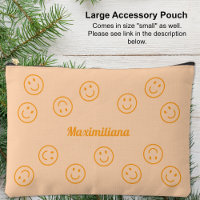 Happy Faces Orange auf Peach- LARGE Accessory Pouc