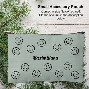 Happy Facy Black on Green - KLEINEN Accessory Pouc Zubehörtasche