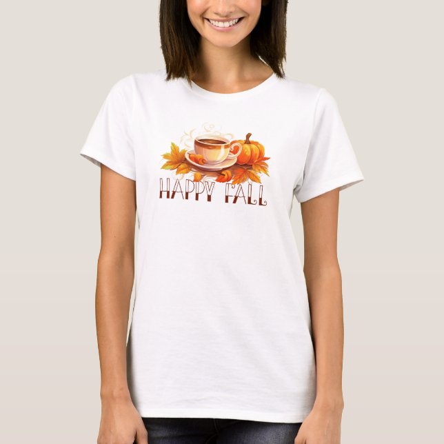 Happy Fall Coffee Pumpkin T-Shirt (Vorderseite)