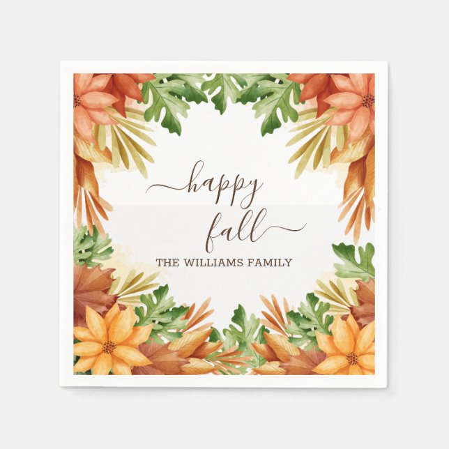 Happy Fall Foliage Cocktail Serviette (Vorderseite)