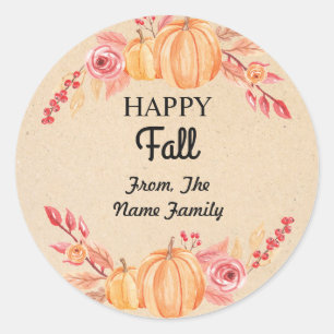 Happy Fall Harvest Festival Pumpkin Wreath Sticker
