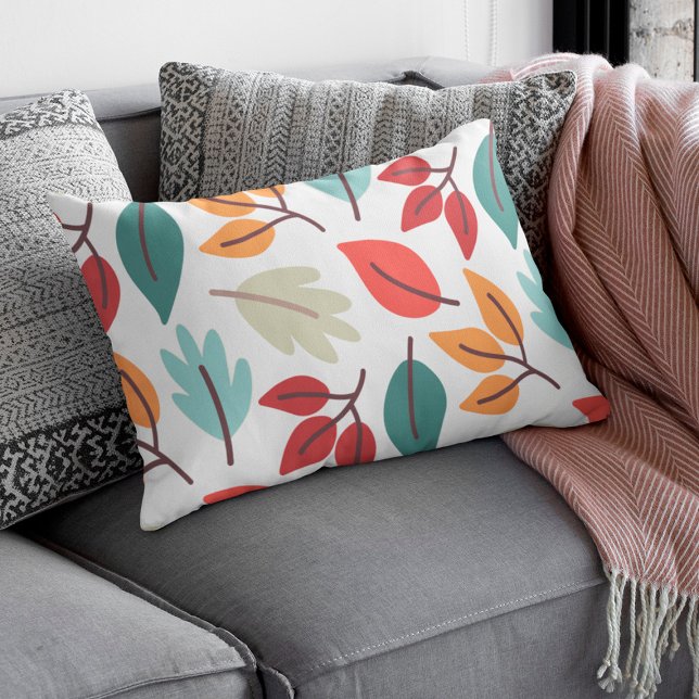 Happy Fall Herbst farbenfrohe Blätter Muster Lendenkissen (Von Creator hochgeladen)