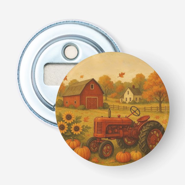 Happy Fall klassische Traktor und Bauernhof Flaschenöffner (Vorderseite)