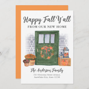Happy Fall New Zuhause Door Pumpkin Holiday Moving Ankündigung
