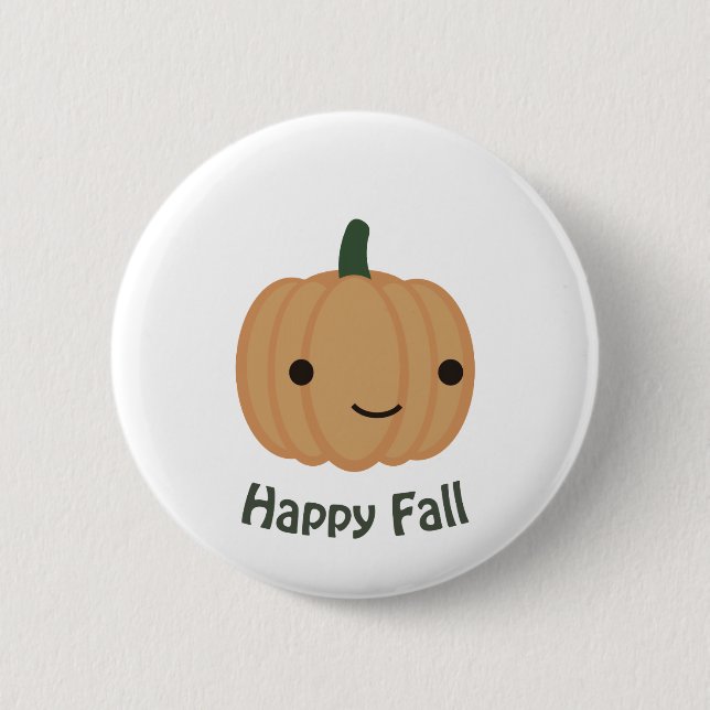 Happy Fall - Niedlich Pumpkin Button (Vorderseite)