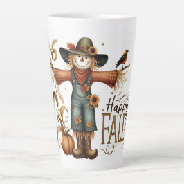 Happy Fall Niedlich Scarecrow und Herbstblätter Milchtasse