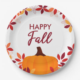 Happy Fall Niedliche Blätter Pumpkin Rahmen Pappteller