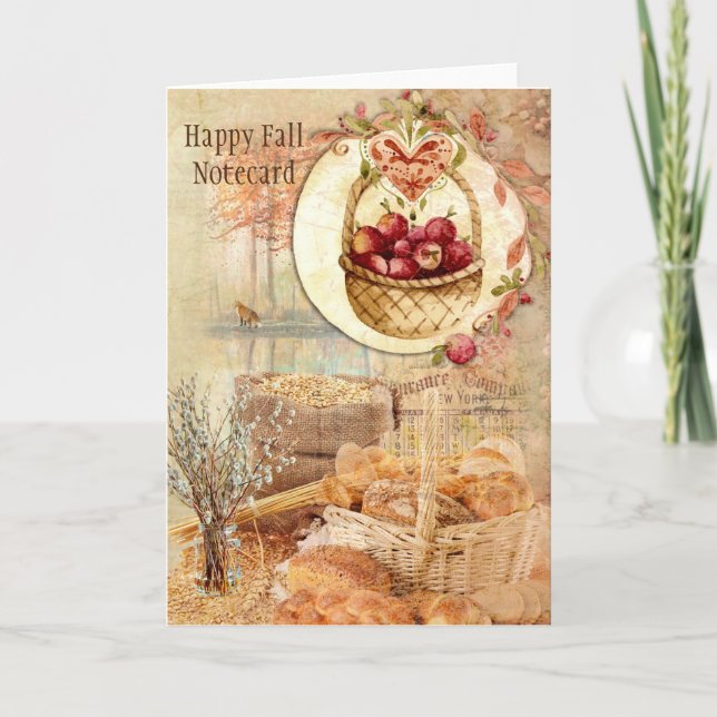 Happy Fall Notecard mit Fall Szene und Farben Karte (Vorderseite)