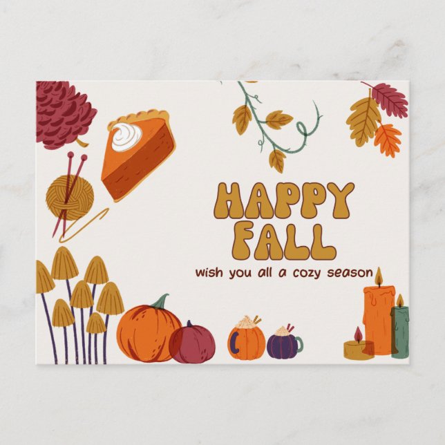 Happy Fall Postcard Feiertagspostkarte (Vorderseite)