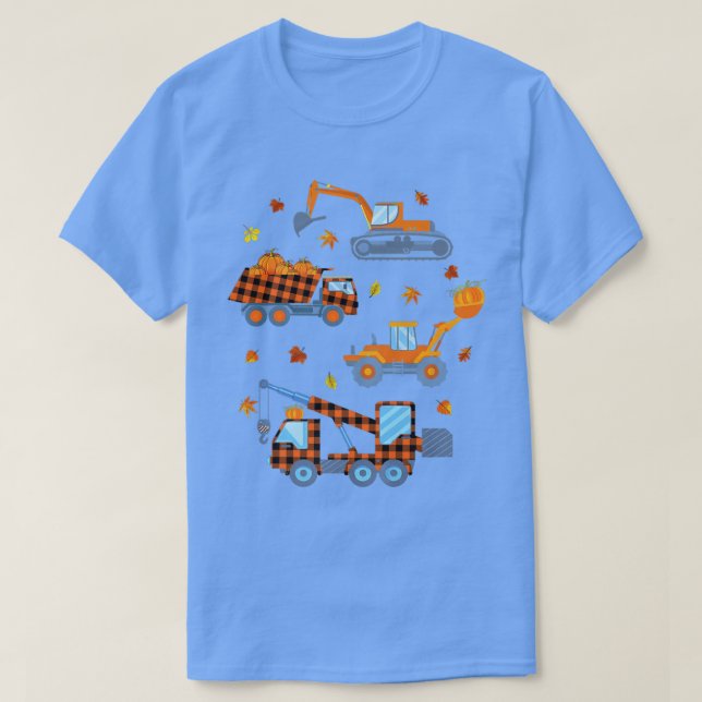Happy Fall Pumpkin Crane Truck Bautüte T-Shirt (Design vorne)