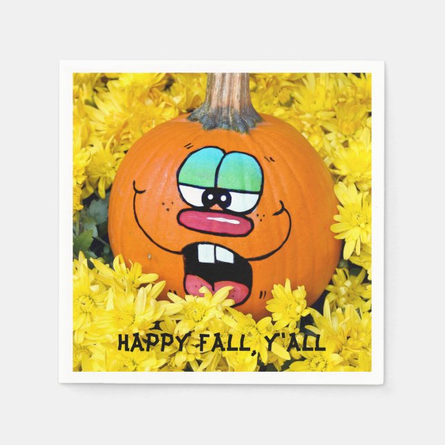 Happy Fall Pumpkin Face Serviette (Vorderseite)