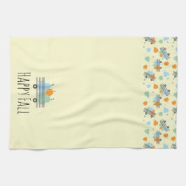 Happy Fall Pumpkin in Wagon-Muster Geschirrtuch