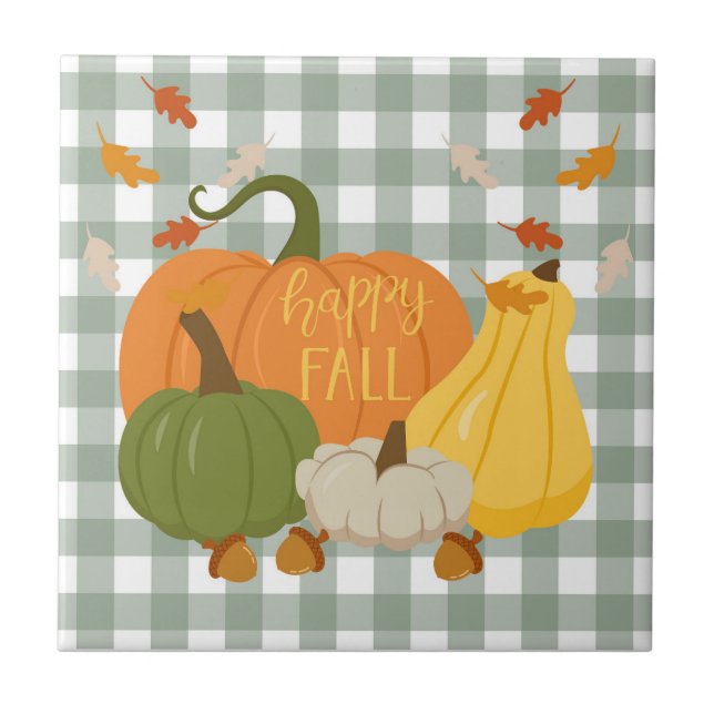 Happy Fall Pumpkins Fliese (Vorderseite)