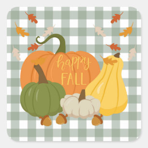 Happy Fall Pumpkins Quadratischer Aufkleber