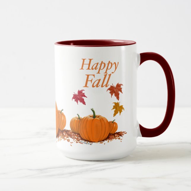 Happy Fall Pumpkins und Blätter Tasse (Rechts)