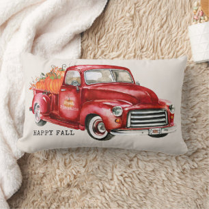 Happy Fall Red Truck Pumpkins Lendenkissen