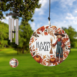 Happy Fall Scarecrow und Herbstblätter Windspiel