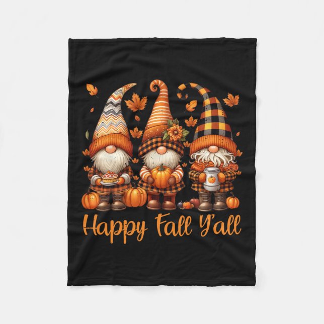 Happy Fall Y all Gnome Pumpkin Autumn Thanksgiving Fleecedecke (Vorderseite)