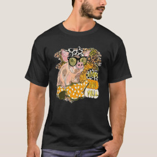 Happy Fall Y all Pig mit Brille Leopard Fall Far T-Shirt