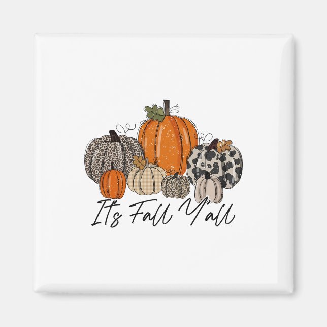 Happy Fall Y’all Pumpkin Leopard Sein Fall Yall Magnet (Vorne)