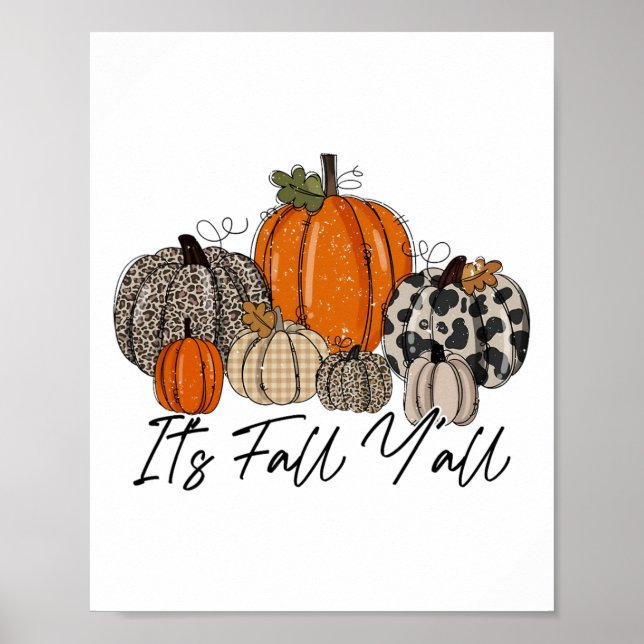 Happy Fall Y’all Pumpkin Leopard Sein Fall Yall Poster (Vorne)