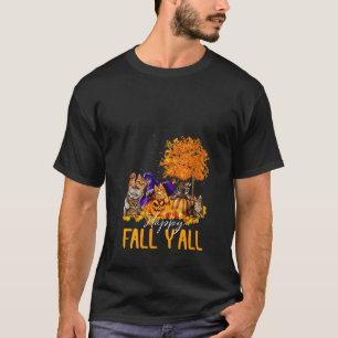 Happy Fall Y alle Katzen Lover Herbst Pumpkin Mapl T-Shirt