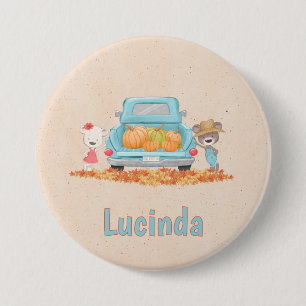 Happy Fall Y'all Autumn Custom Bars Pumpkin Truck Button