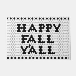 Happy Fall Y'all Black and White Tile Fußmatte