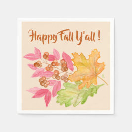Happy Fall Y'all Blätter und Berries Paper Napkin Serviette