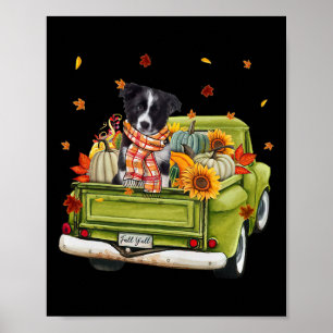Happy Fall Y'all Border Collie Dog auf Truck Pumpk Poster
