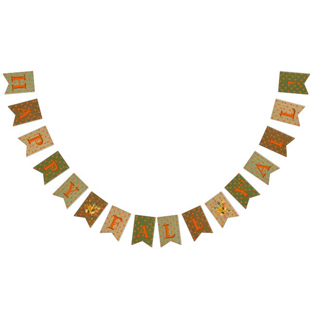 Happy Fall Y'All Burlap Orange Yellow Dots Wimpelkette (Alle)