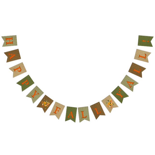 Happy Fall Y'All Burlap Wimpelkette (Alle)