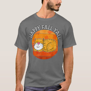Happy Fall Yall Cat, Herbst Erntedank Schlafen T-Shirt