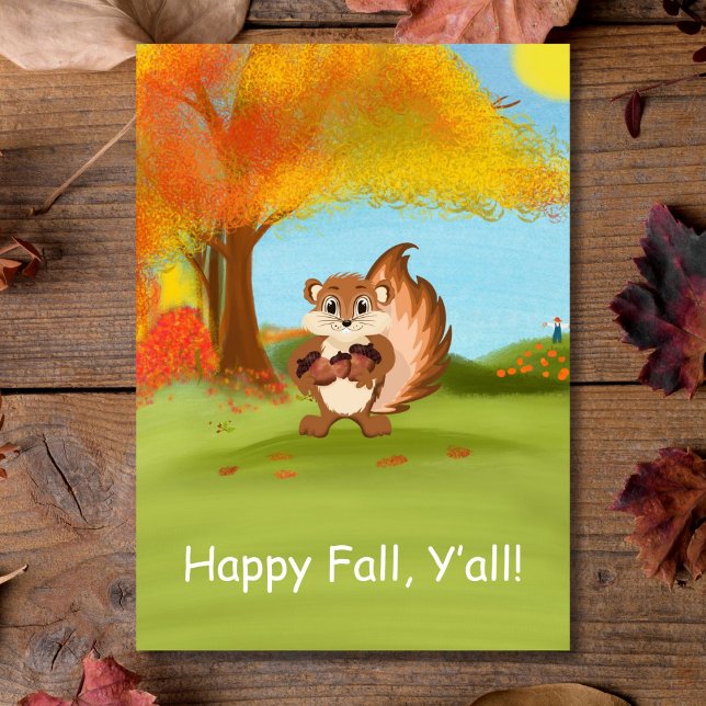 Happy Fall Y'All Chipmunk mit Acorns Karte (Von Creator hochgeladen)