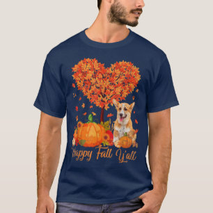 Happy Fall YAll Corgi Dog Pumpkin Erntedank T-Shirt