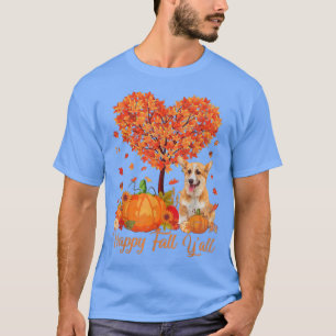 Happy Fall YAll Corgi Dog Pumpkin Erntedank T-Shirt