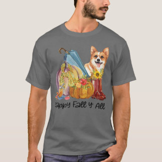 Happy Fall Y'all Corgi Hund Mama Pumpkin Fall Dank T-Shirt