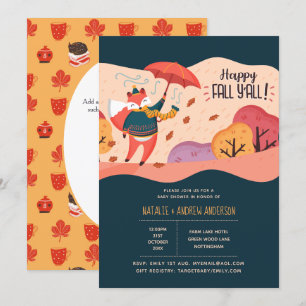 Happy Fall Ya'll Cosy Fox Folk Art Babydusche Einladung