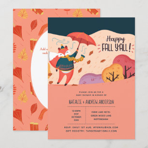 Happy Fall Ya'll Cosy Fox Folk Art Babydusche Einladung