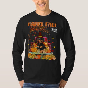 Happy Fall Y'all Dackel Hund auf Truck Pumpkin Fan T-Shirt