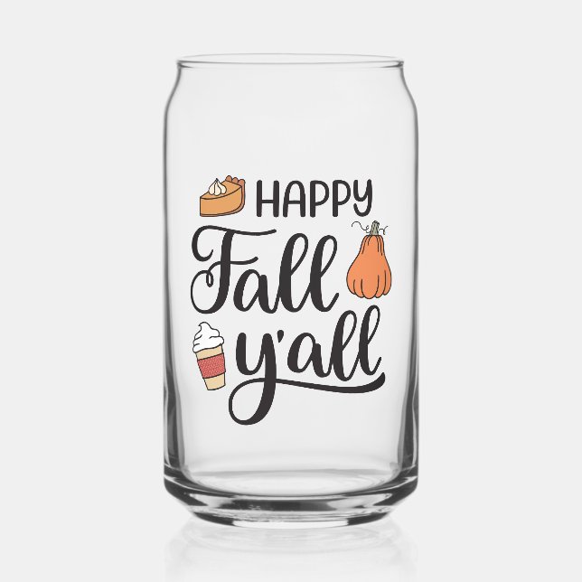 Happy Fall Y'all Dosenglas (Vorderseite)