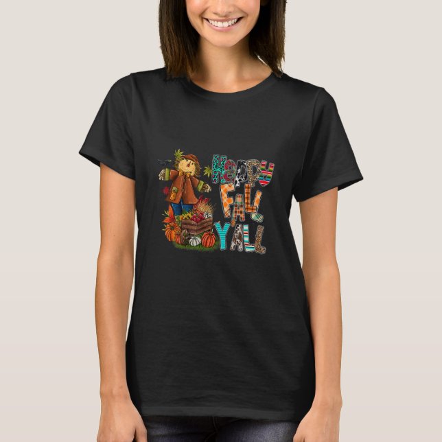 Happy Fall Y'all Dummy Pumpkin Kostüm für den Fall T-Shirt (Vorderseite)
