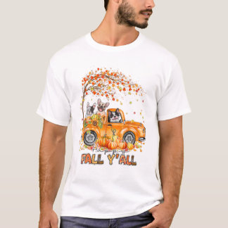 Happy Fall Y'all French Bulldog Riding Truck Pumpk T-Shirt