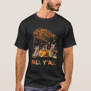 Happy Fall Y'all Funny Cats Herbst Lover Pumpkins T-Shirt