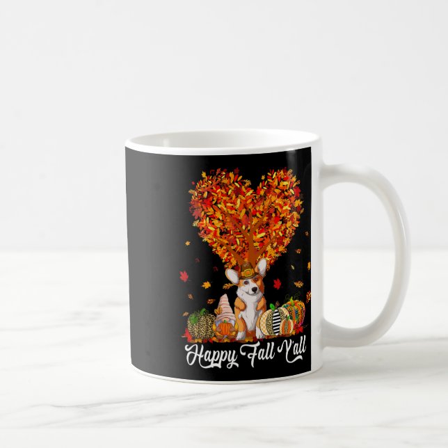Happy Fall Y'all Funny Corgi Autumn Pumpkins Kaffeetasse (Rechts)